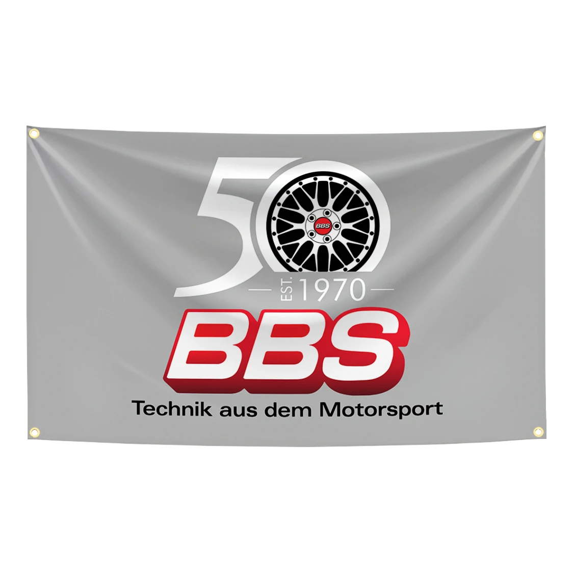 90 x 150 cm klassische Auto-Reifen-B-BBS-Flagge, Autoteile-Wandteppich, Polyester, Digitaldruck, Banner, Garage, Wandkunst, Außendekoration
