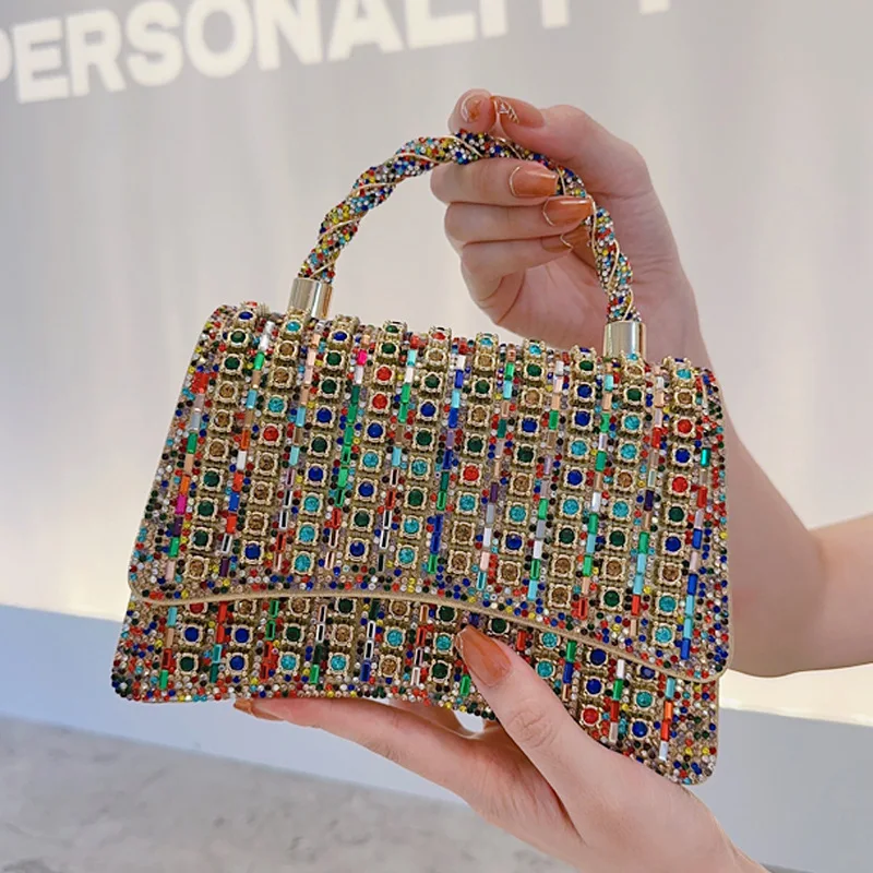 Dazzling High-End Custom Evening Bag for Women, Niche Design Small Square Purse, New Fashion Single Shoulder Crossbody Handbag