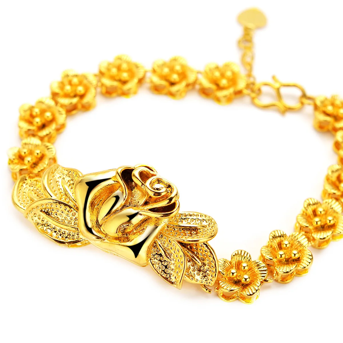 Noble AU999 gold bracelet ladies bracelet flower 24K pure gold jewelry fashion personality watch chain gift for wife