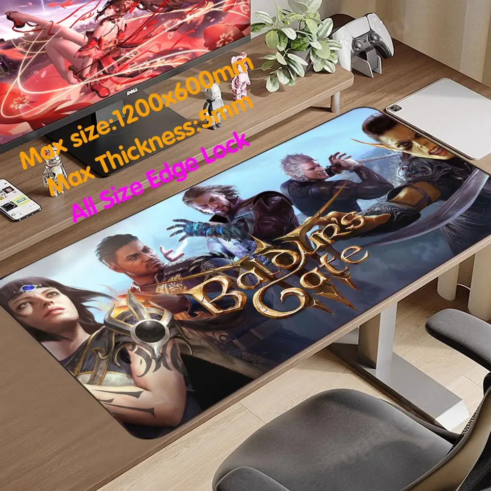 B_baldurs G_gate 3 Mouse Gamer Mouse Pad 1200x600 Popular Mouse Pad 5mm Thicking Desk Mat Super Big Art Desk Mat Large Large Rug