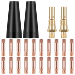 24Pcs MIG Welding Kit 0.8/0.9mm Brass Welding Tips Flux Core Gasless Nozzle Replacement For MIG Welder Welding Tools Accessories