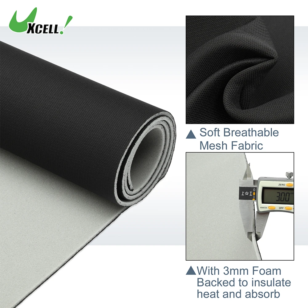 UXCELL Breathable Mesh Fabric Foam Backed for Car Interior Trim Protect Aging Broken Faded DIY Repair Replacement 243x152cm