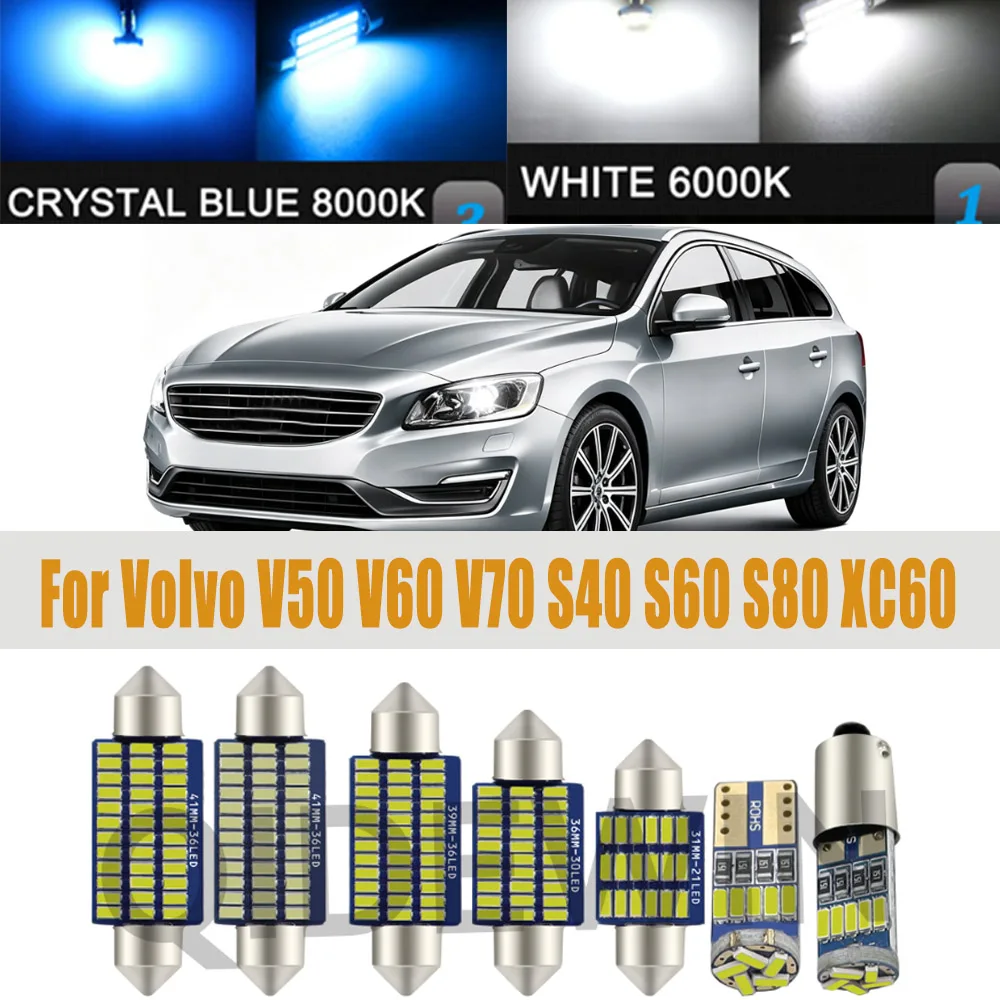 Complete LED Interior Dome Map Roof Foot Light Kit For Volvo V50 V60 V70 S40 S60 S80 XC60 XC70 XC90 C30 C70 Car Bulb Accessories