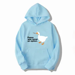 Peace Was Never An Option Goose Print Women Clothing Fashion Crewneck Hoody Creativity O-Neck Hoody Street Pocket Womens Hoodies