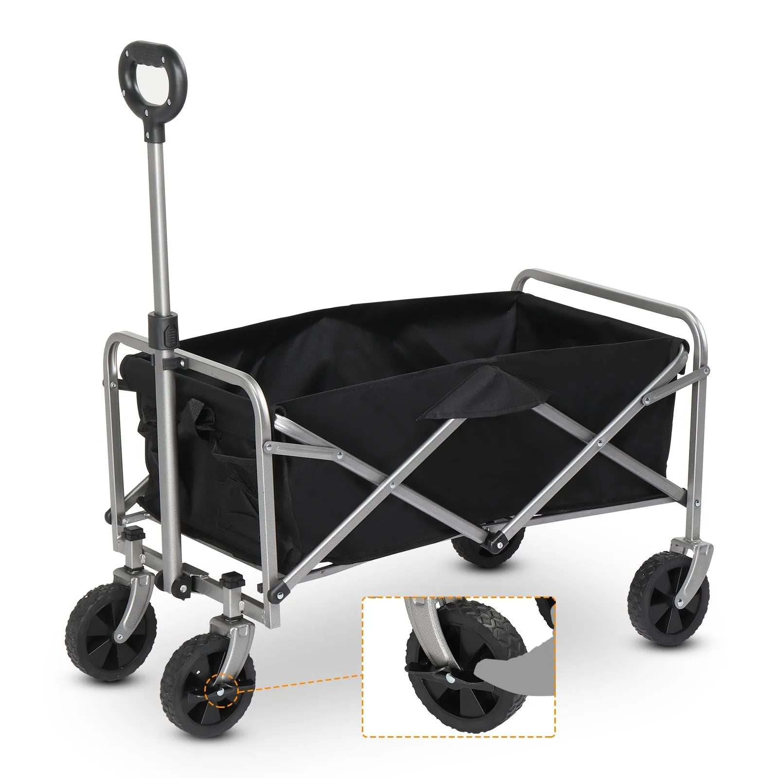 Folding Wagon Cart 360° Swivel Collapsible Outdoor Utility Garden Beach Cart