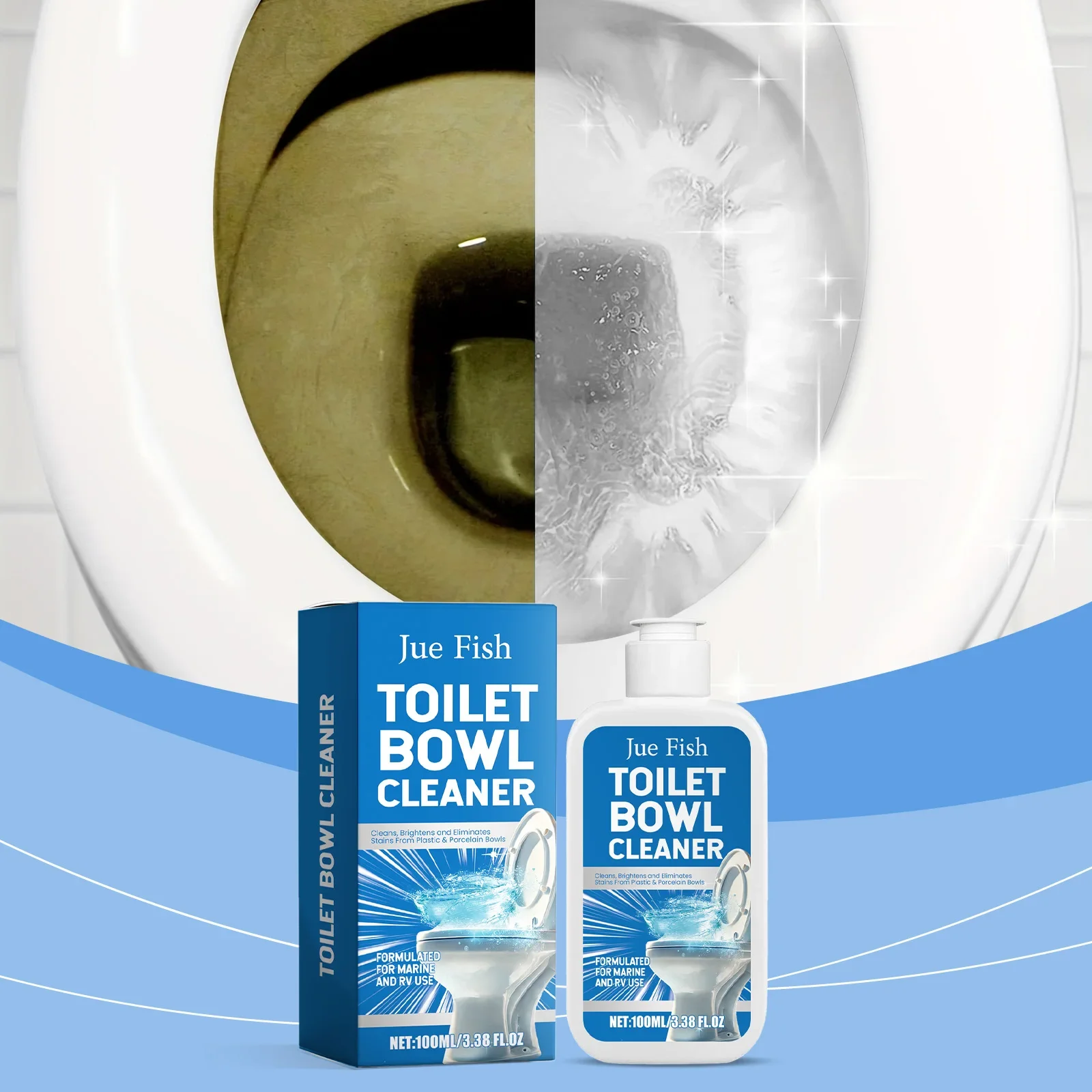 JUE FISH Portable Toilet Cleaner Effective Stain Remover Ceramic Urine Scale Cleaning Agent for Bathroom Household Daily Care