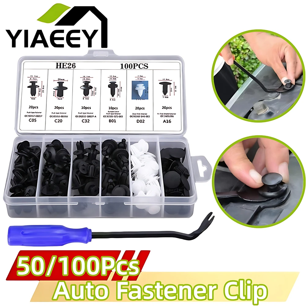 50/100Pcs Car Plastic Retainer Clips Automobile Fastener Clip Fender Push Pin Rivet Screw Door Trim Panel Retainer Auto Bumper