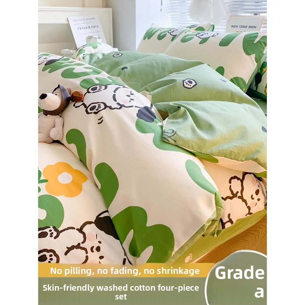 

Милый комплект постельного белья из чистого хлопка, состоящий из четырех предметов: пододеяльник, простыня, для общежития, студенческий, односпальный, трехпредметный комплект в стиле балдахина