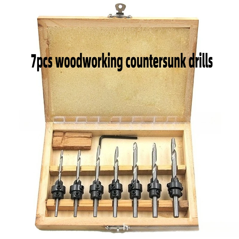 

7pcs Woodworking Countersunk Cone Hole Drill Countersunk Reamer Hole Opener Suitable for Woodworking Drilling Chamfer