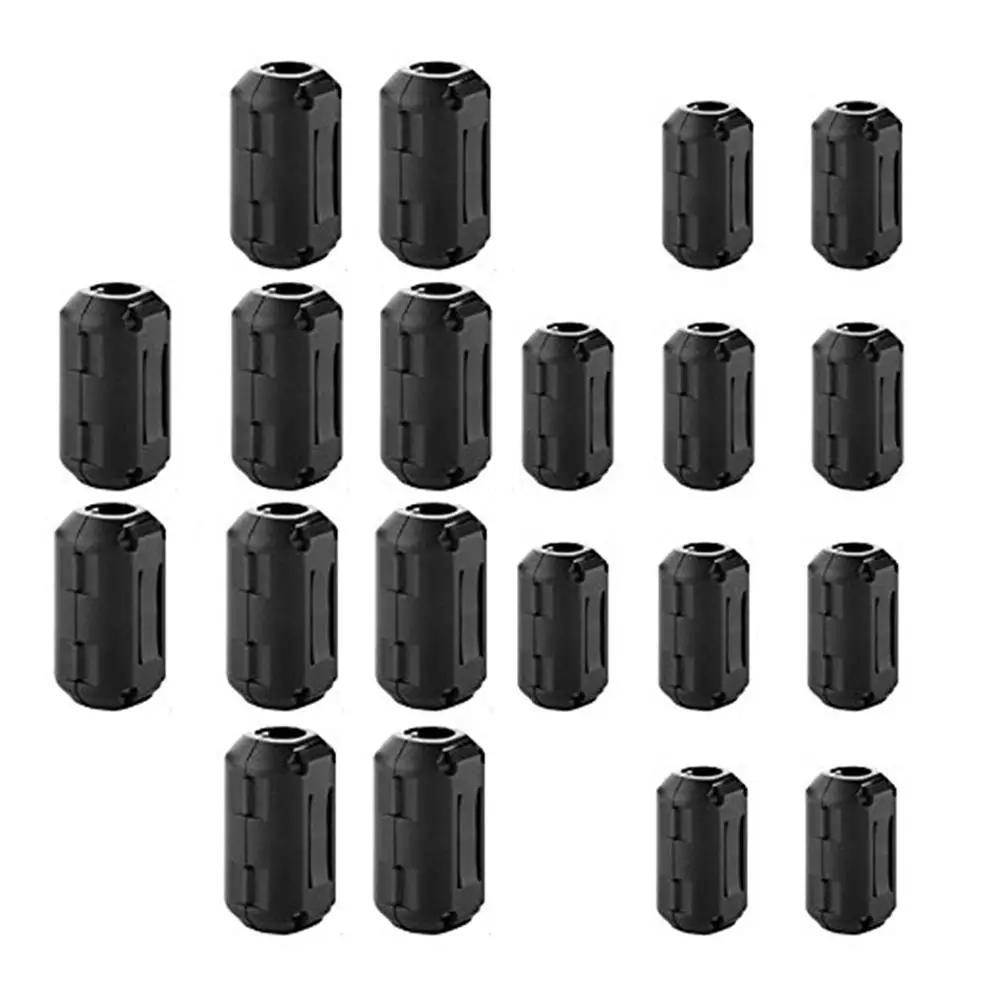 20pc Ferrite Core Clip-On Ferrite Bead Ring Core RFI Noise Suppressor 7mm+13mm Ferrite Cores For Audiovideo Cables AC Power Cord