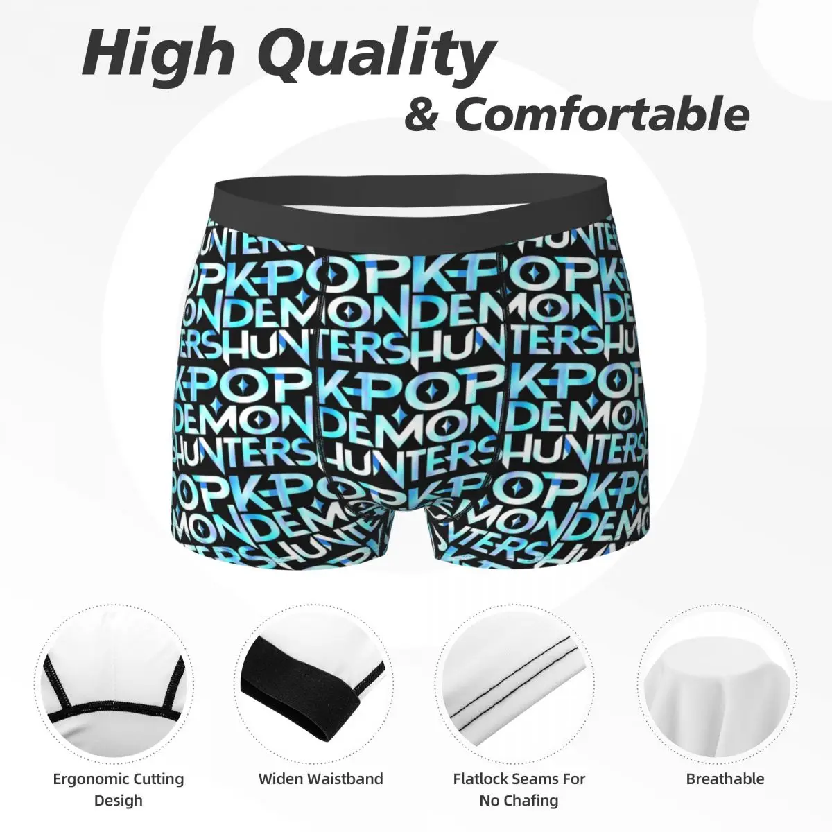 Kpop Demon Hunters Logo ropa interior Huntrix pantalones cortos masculinos calzoncillos divertido tronco estampado en caliente bragas de talla grande