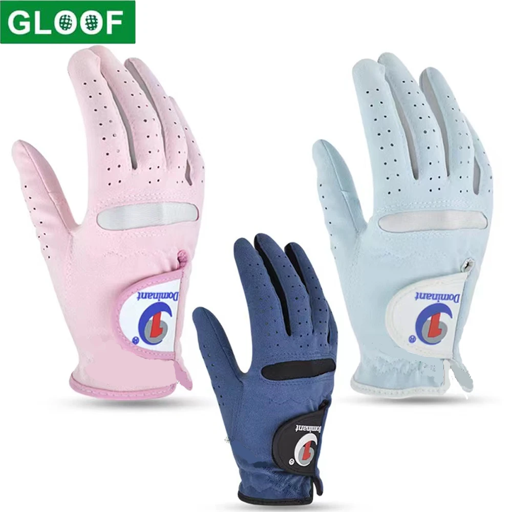 1pair Golf Gloves Men's Women's Micro Fiber Soft  blue Left Right Hand Non slip particles Breathable Golf Tennis Glove