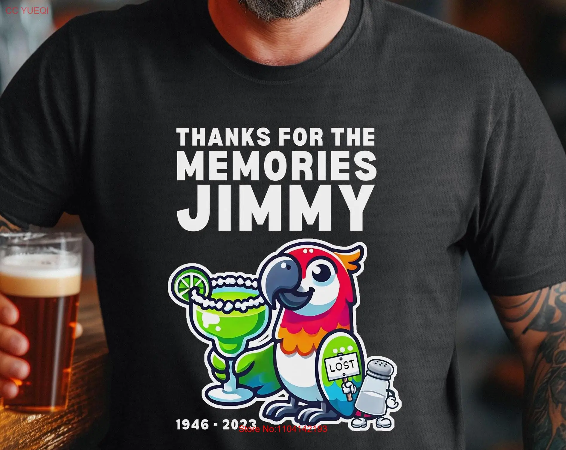 Jimmy Buffett Tribute T Shirt Thanks for the memories parrothead bubbles up margarita tee country music