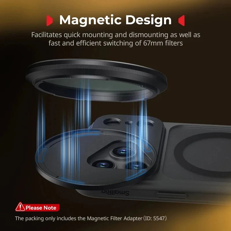 Smallrig FilMov 5547/5548 Magnetic Lens Filter Adapter Ring for Iphone 17Pro/proMax Photography Accessory Attachable 67mm Filter