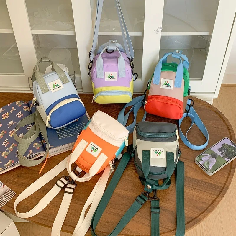 2026 Kids Crossbody Sling Bag Dopamine Color Block Mini Bag 2 Way Handbag Unisex Toddler Travel Outdoor Casual Kids Accessories