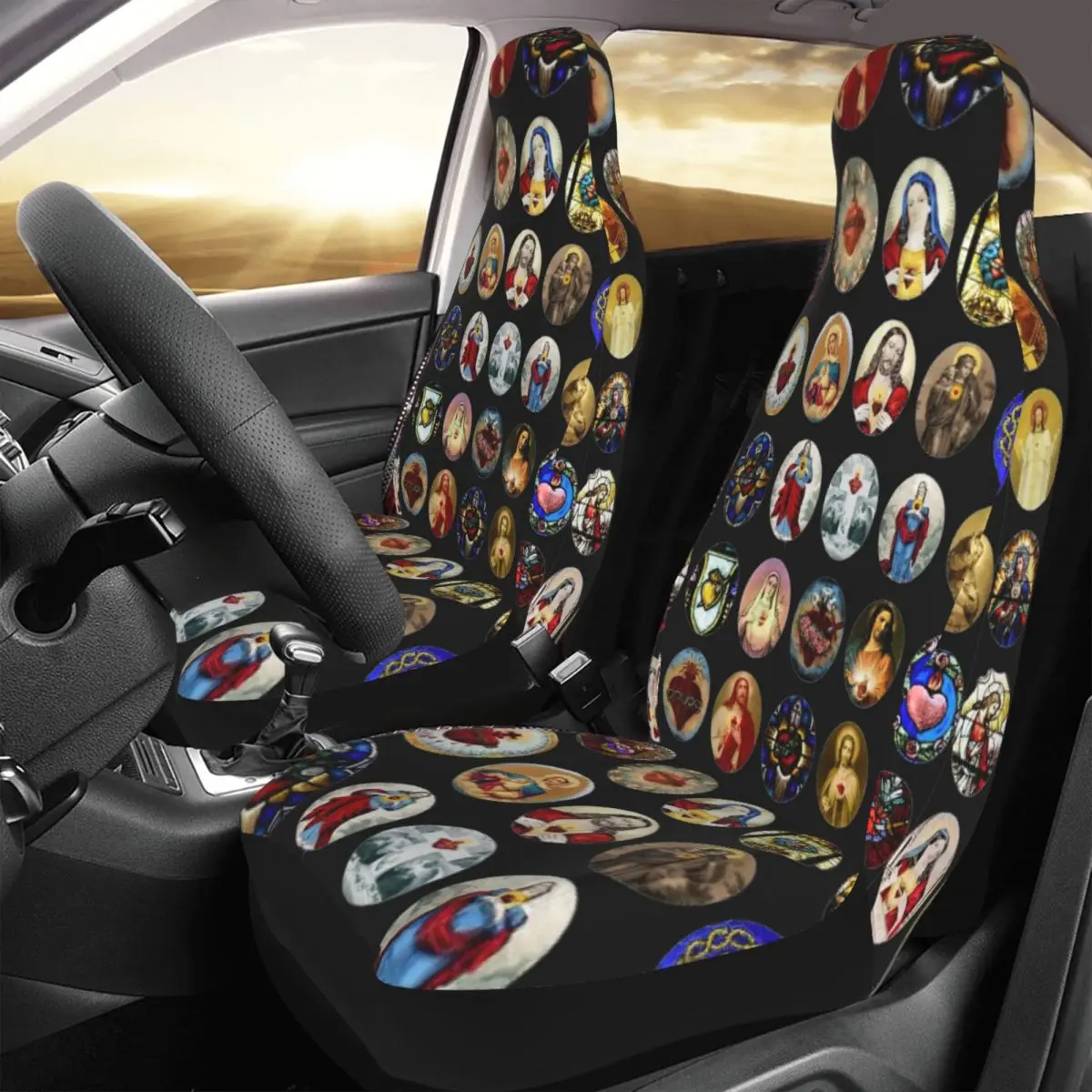 

Sacred Heart Of Jesus & Mary Car Seat Cover Custom Printing Universal Front Protector Accessories Cushion Set