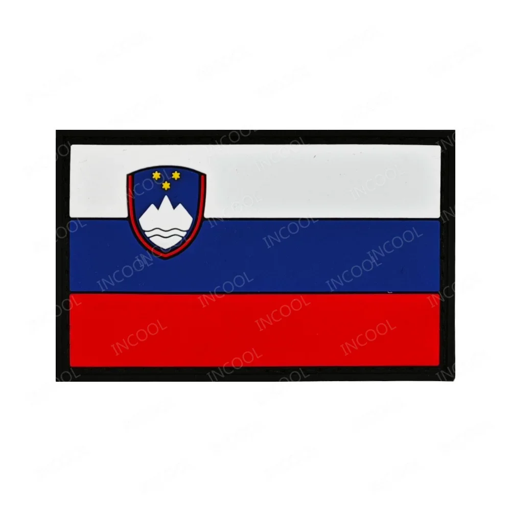 Slovenia Flag Embroidered Patches 3D Rubber PVC Slovenija Flags Hook Loop Appliqued For Clothing Backpack
