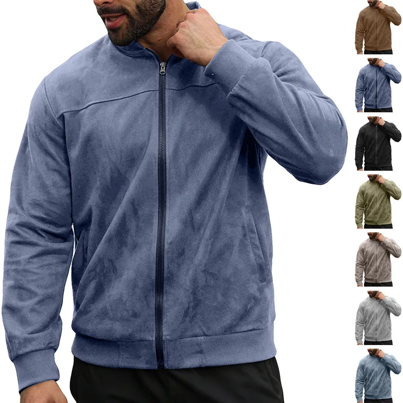 Coat Men Coats Stand Collar Jackets Splice Solid Zipper Full Sleeve Y2k Streetwear Work Casual Slim Fit Jacket Autumn Winter