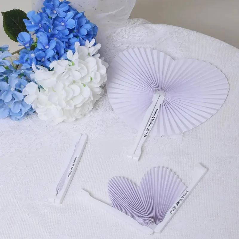 20-200PCS Personalized Folding Paper Fans, Wedding Parties, Baby Baptism, Bar Mitzvahs, Gifts for Guests, Country Home Decor, view 3