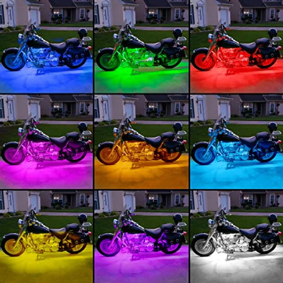 8PCS Motorcycle RGB Led Light Kit Waterdichte MultiColor Sfeerverlichting Lamp met 4Key RF Wirel Remote voor Kawasaki Suzuki