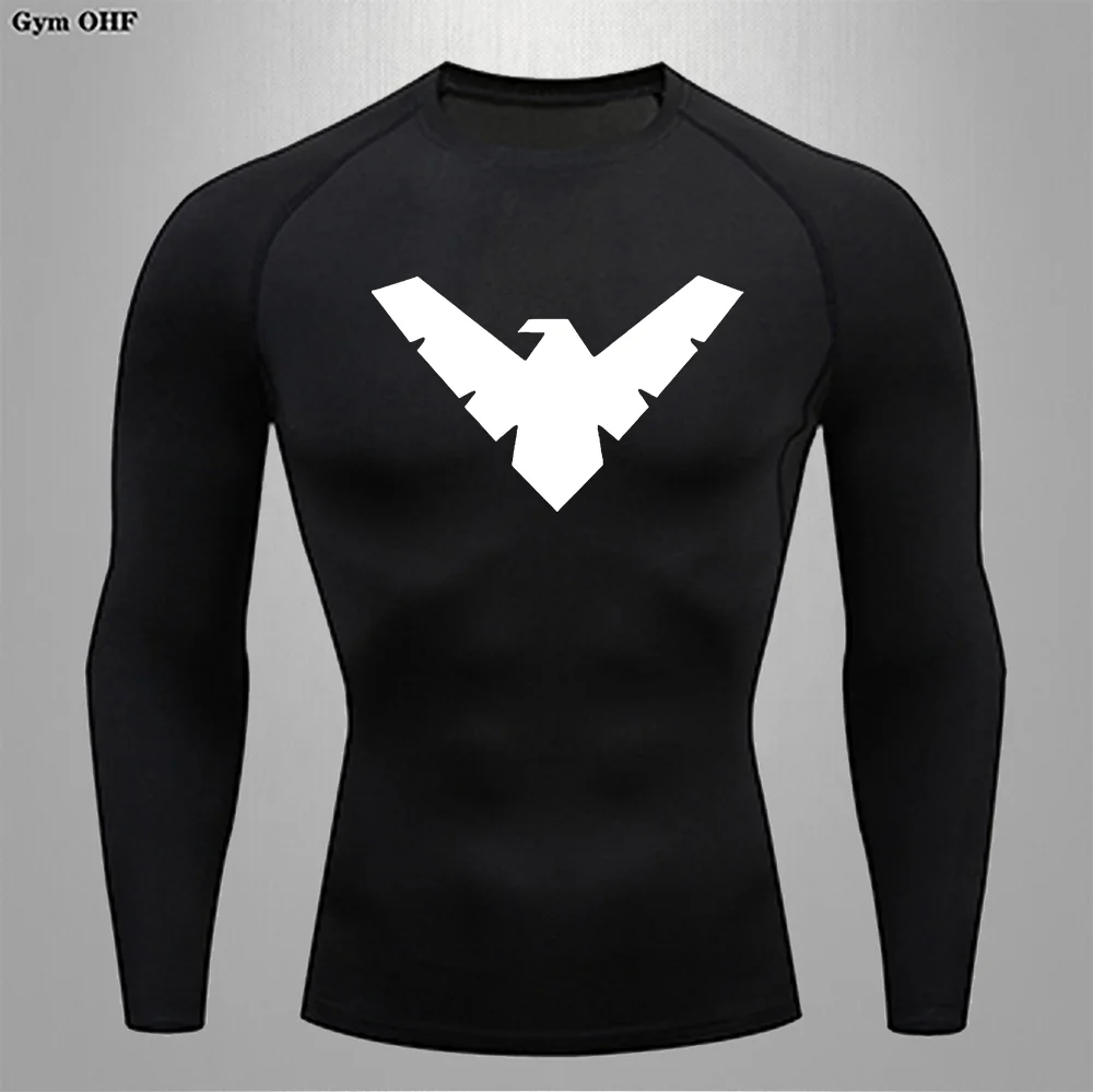 Men's Sweatshirt Long Sleeved Weightlifting Workout Shirts Hiking Undershirts Printed Shirt Quick-drying drying Gym Fitness Tees