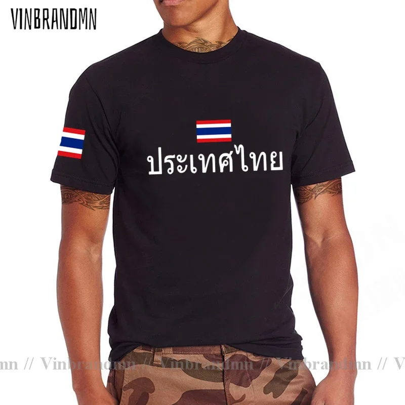 Thailand men t shirts footballes jersey nation team cotton t-shirt meeting fitness brand clothing tee Thai country flags TH Tops