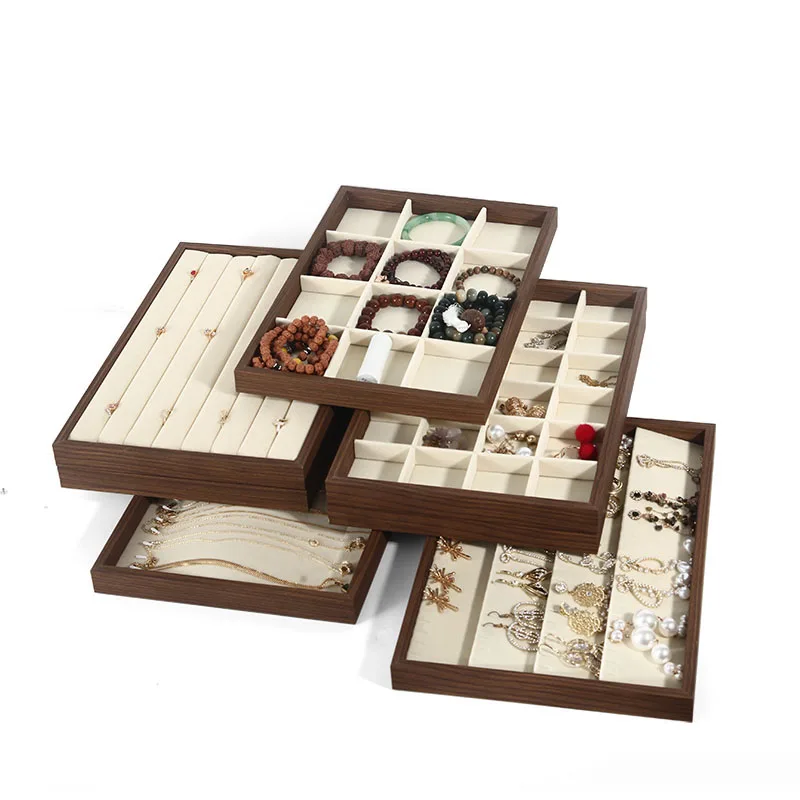 

Jewelry display tray walnut grain rings necklace earrings tray jewelry props retro