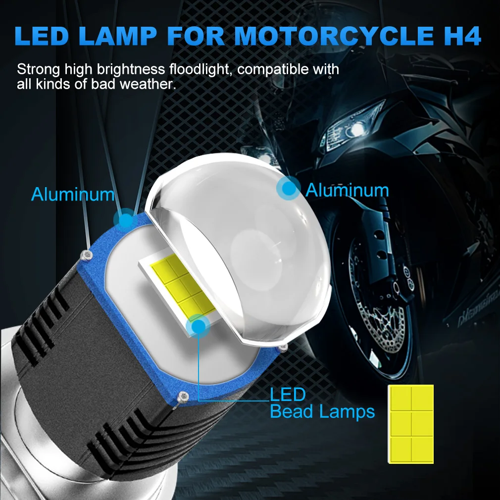H4 LED دراجة نارية المصابيح الأمامية BA20D H6 مرحبا منخفضة شعاع موتو ضوء 3570 CSP ثنائي اللون أبيض أصفر سكوتر الضباب مصباح تيار مستمر 9 فولت 36 فولت #2