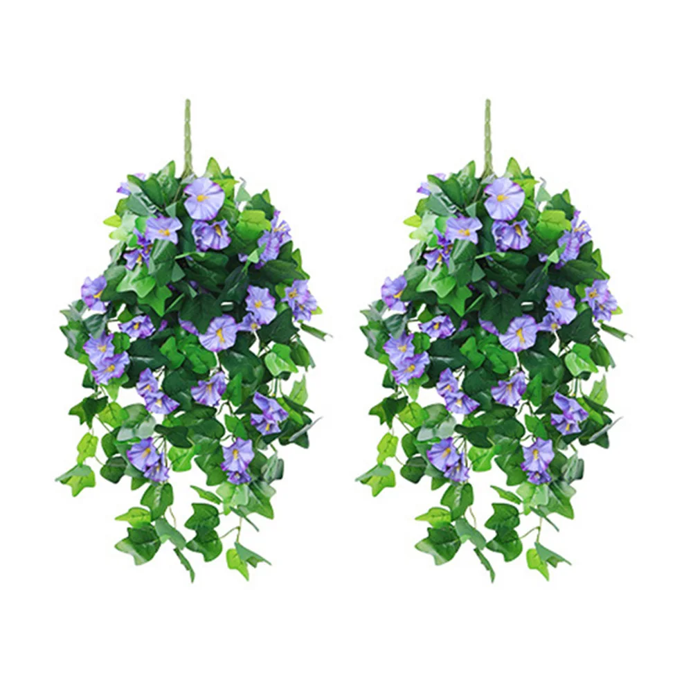 Morning Glory Hanging Basket Multicolor Artificial Flower Flexible Arrangements Indoor Greenery Multicolor Options