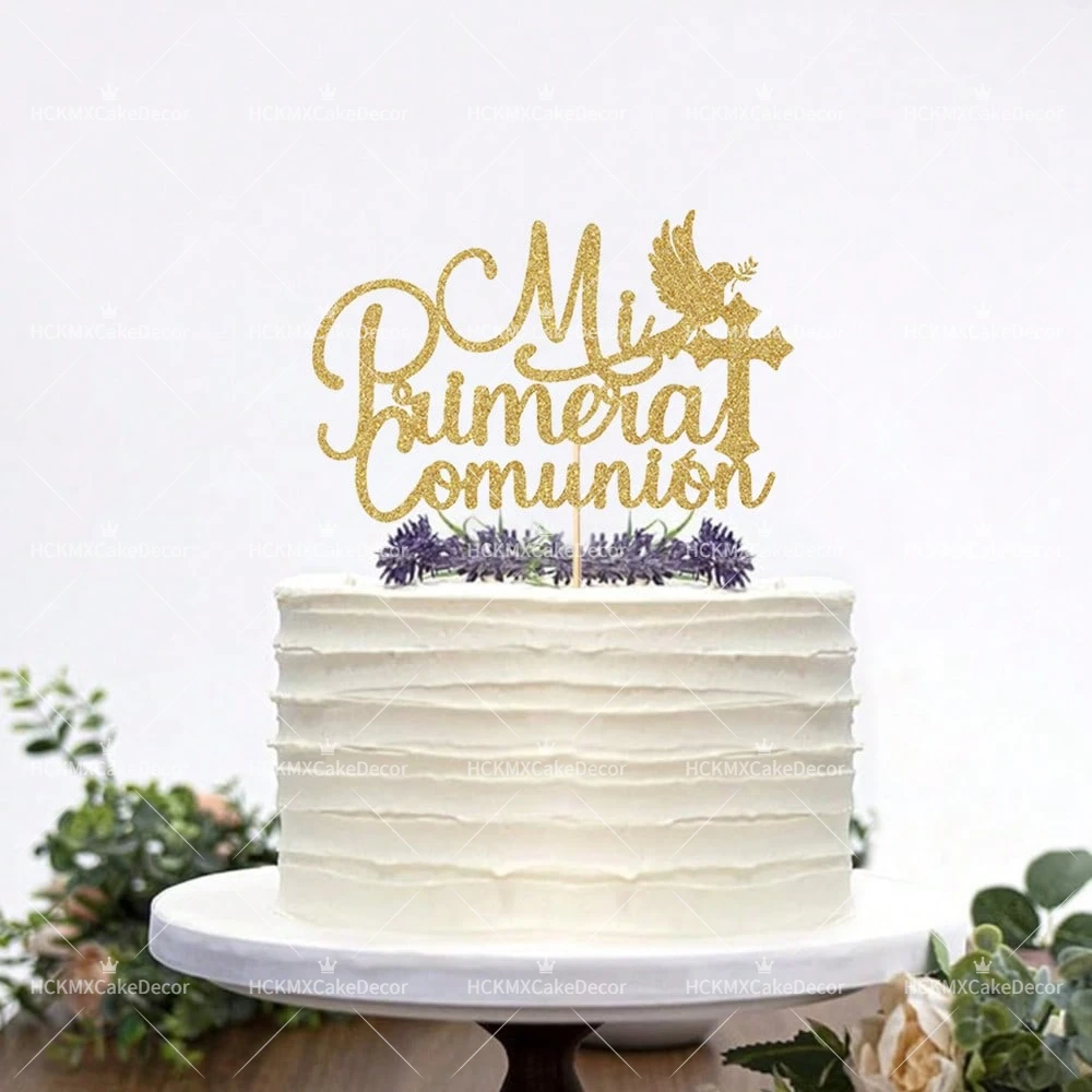 3 Stück/6 Stück goldene Papierkreuz-Kuchendekorationen für Taufe und Kommunion, für Babyparty, Geburtstag, Taufe, Party, Kuchen, Dessert-Dekoration – Detail 3