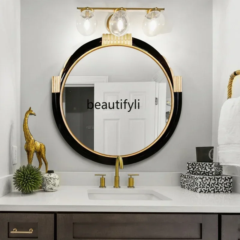 TTT  Round washstand makeup mirror  art entrance  dining room wall-mounted mirror decorative makeup mirror wall-mounted bedroo