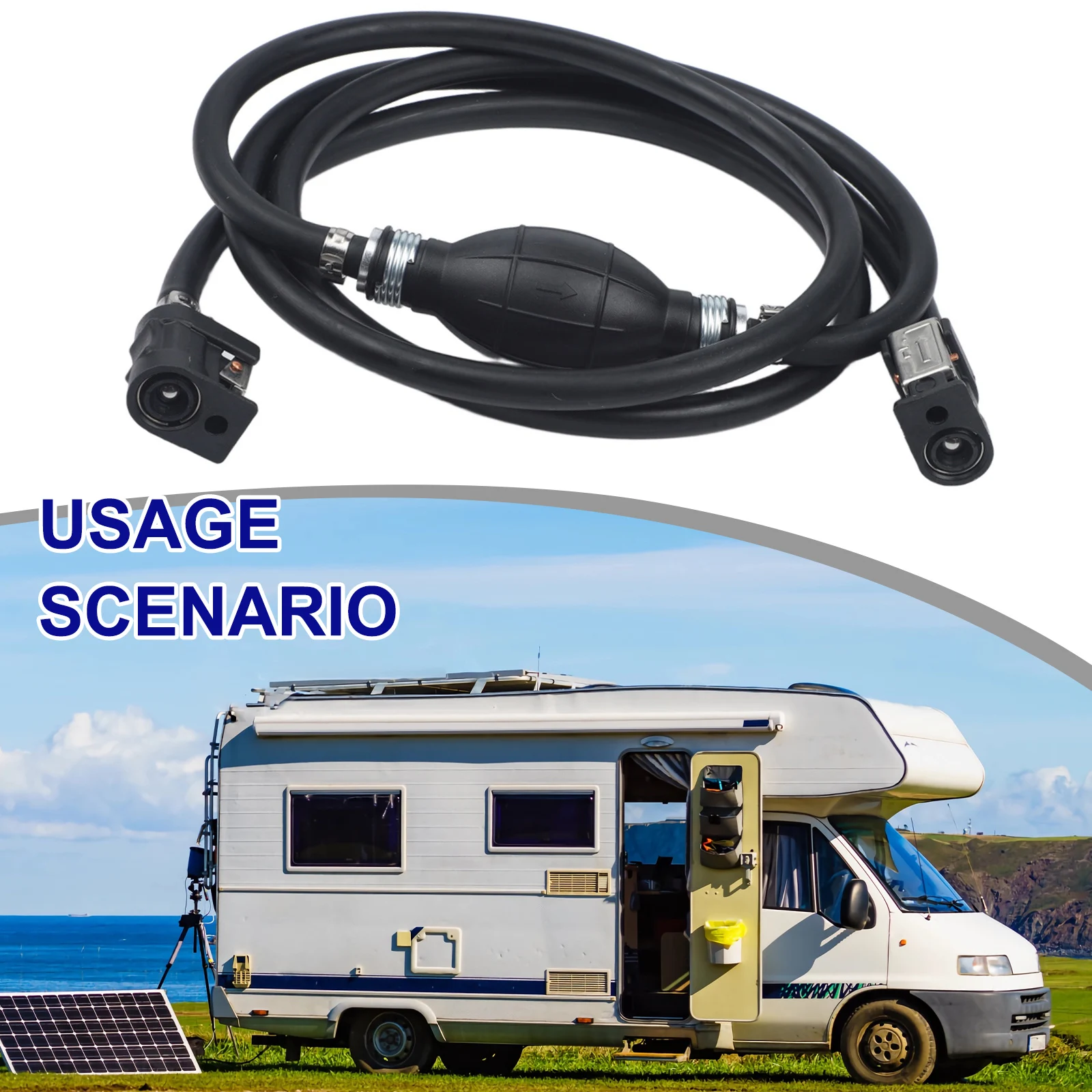 Extended 2 Meter Fuel Line Assembly for 8mm and 6mm Marine Applications with Robust Materials for Dependable Performance