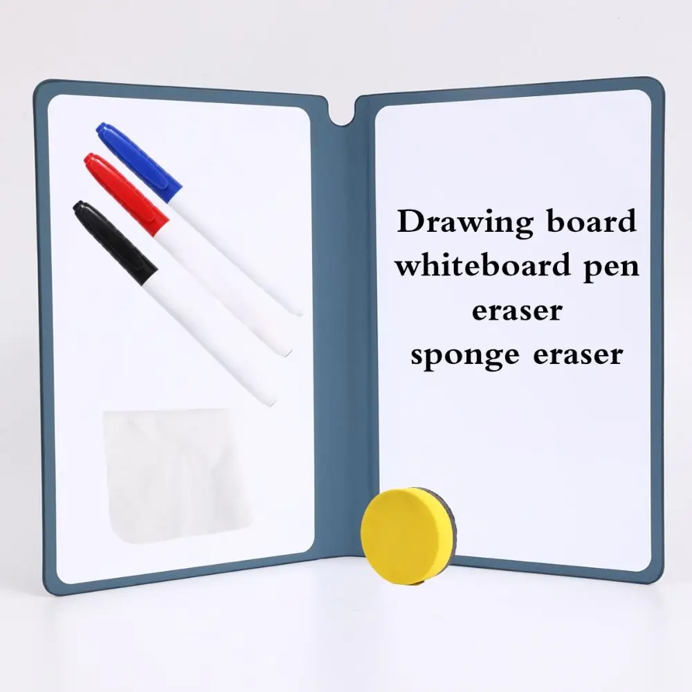 Multi-functional A5 Whiteboard Notebook Leather Reusable Writing Board with Whiteboard Pen/Erasing Cloth Erasable Memo Pad Gift