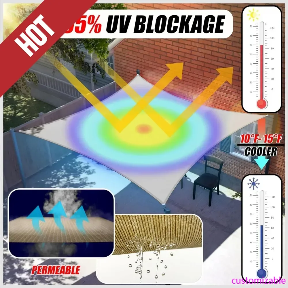 

Новый продукт-индивидуальный размер 16 футов X 21 футов Черный солнцезащитный козырек UPF50 Навес УФ-блок Прямоугольник