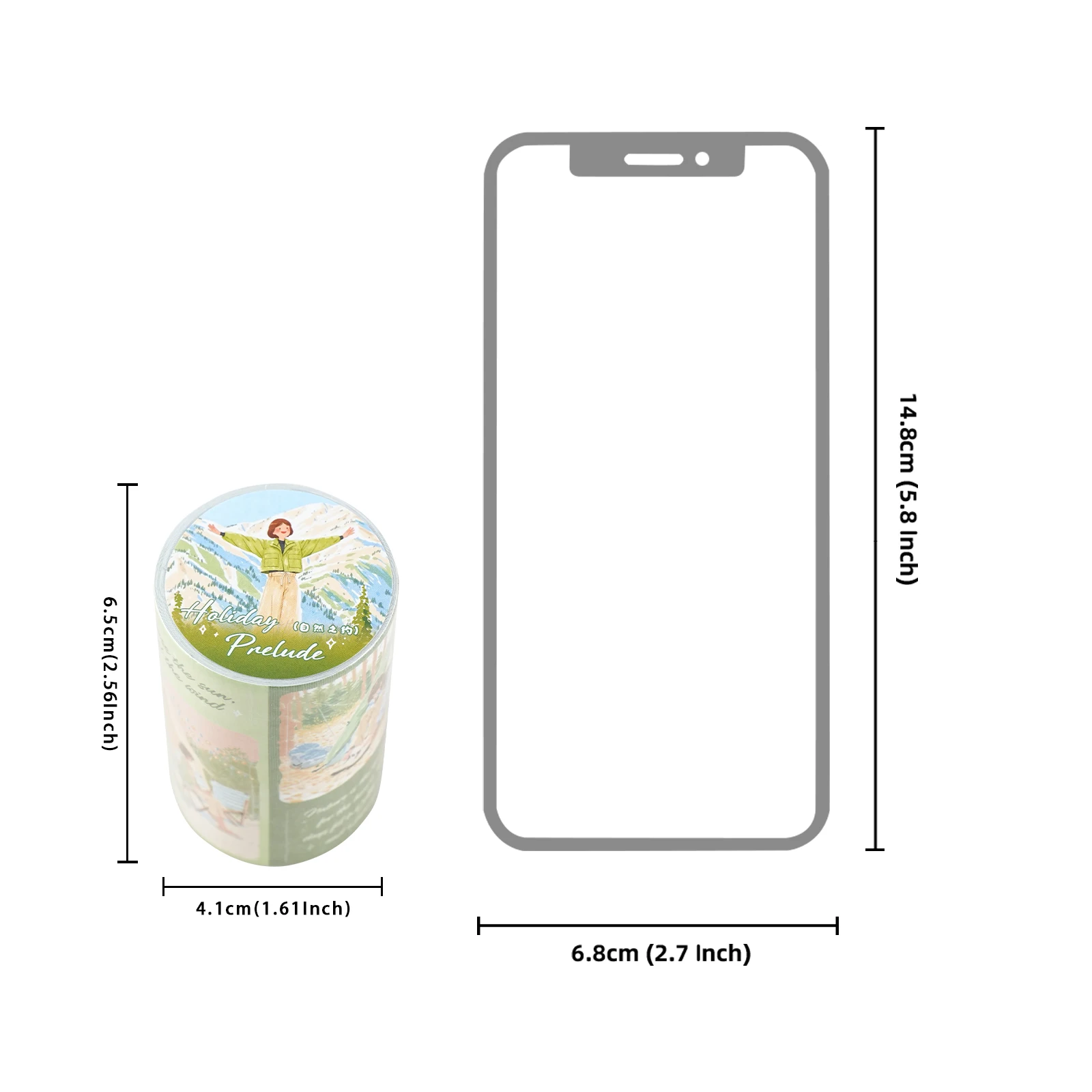 Etori Life 1Pcs 65Mm*2M Illustration Tape for Outdoor Camping and Daily Use, Forest and Mountain Scenery, Photo Frame, Journal Collage Material, Suitable for Notebooks, Phone Stickers, Suitcases, Travel Stickers, Pencil Cases and Pen Holders, Bicycles, Helmets, School Supplies, Scrapbook Supplies, Office Decorations, Room Decorations, Birthday and Holiday Gifts, Cycling Decals, Back-To-School Season