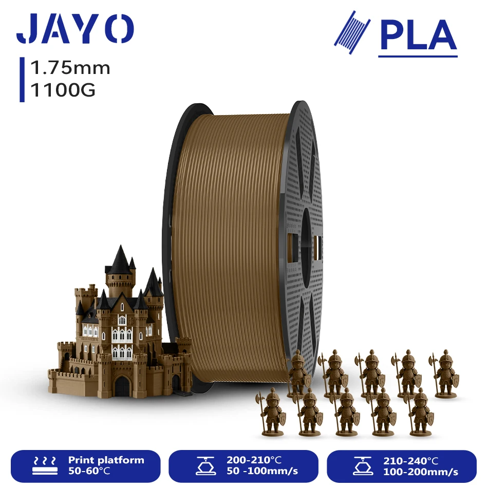 JAYO 1100G 3D PLA Druckerfilament 1,75mm Ungiftig & Blasenfrei PLA-Kunststoff als 3D-Druckfilament für 99% der 3D FDM Drucker & Stifte 1,1KG/Rolle
