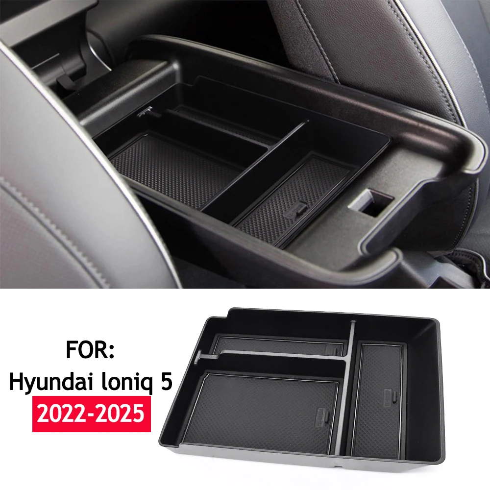 

Автомобильный ящик для хранения в центральном подлокотнике для Hyundai IONIQ 5 2022 2023 2024 2025, лоток для центральной консоли, органайзер для уборки автомобильных аксессуаров