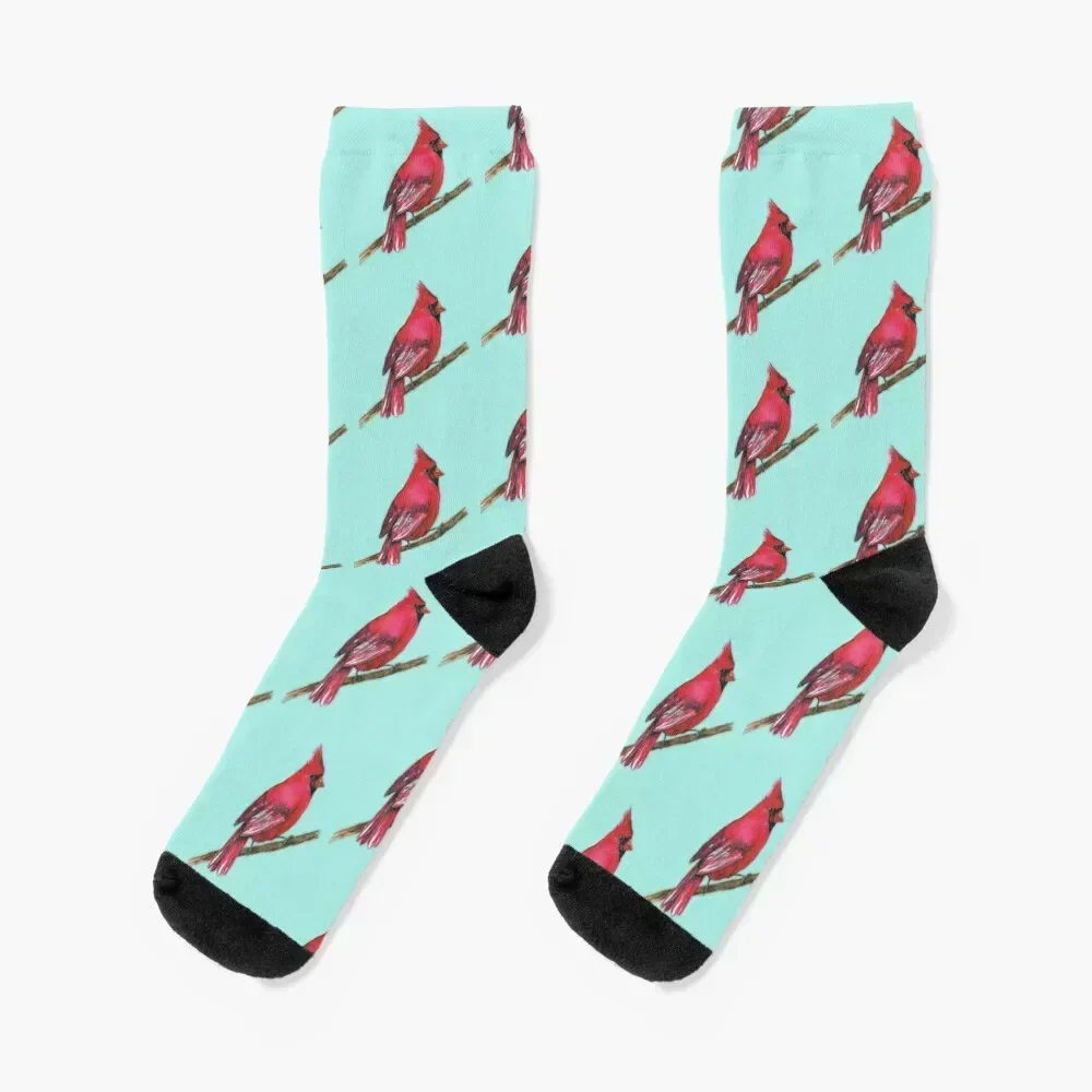 A Northern cardinal watercolor Socks Novelties golf Wholesale hiphop Women's Socks Men's