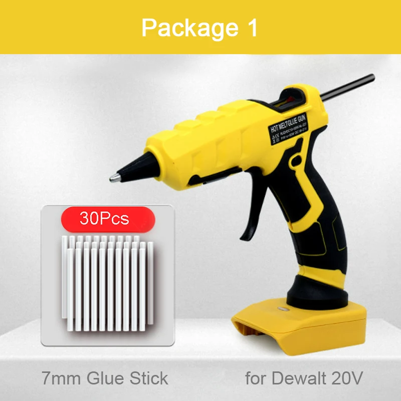 40W Electric Hot Melt Glue Gun Glue Grab for Dewalt 20V No Battery Cordless Hot Melt Welding Hot Air Gun 7mm Glue Stick DIY Tool