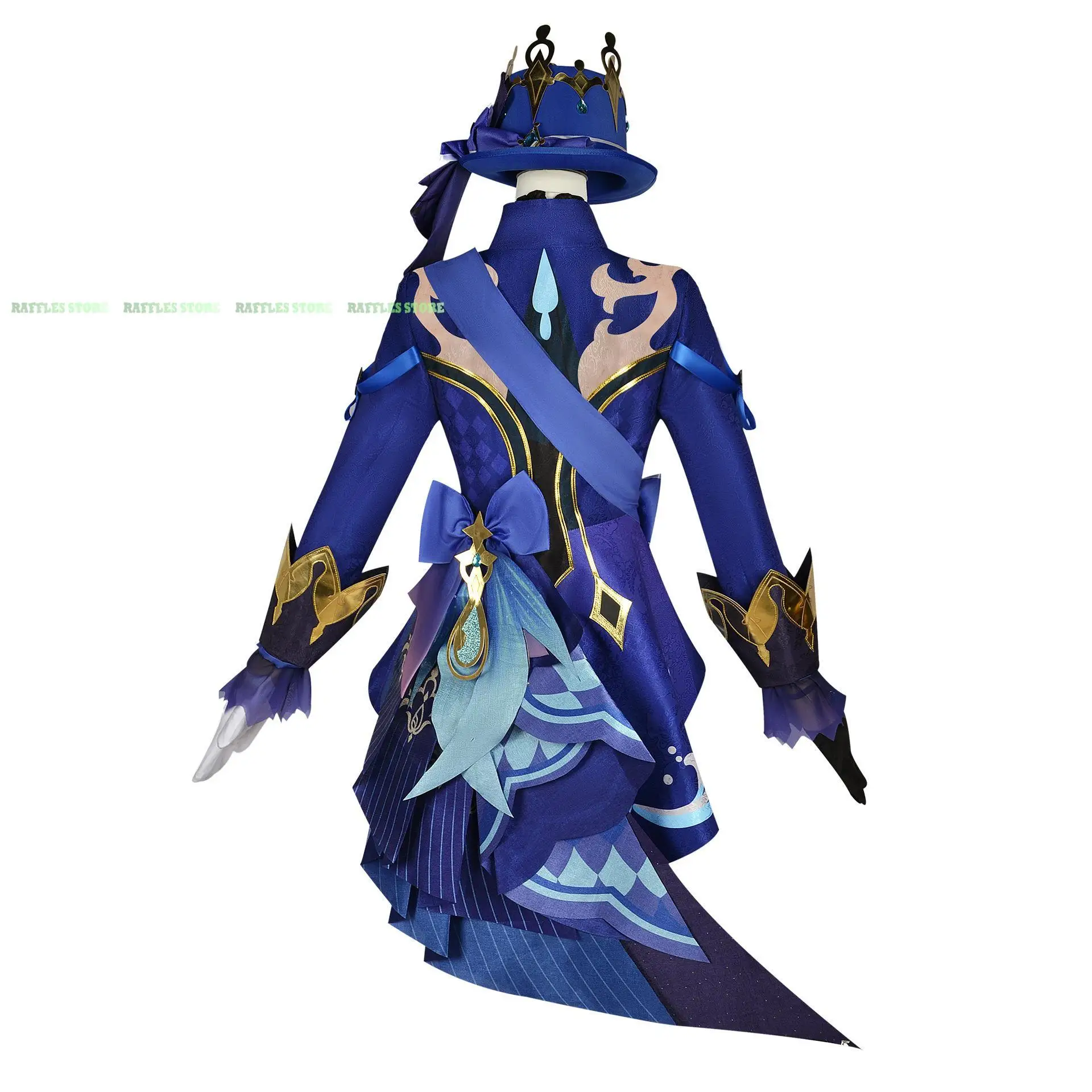 Furina Cosplay Costume com Peruca Chapéu para Mulheres, Genshin Impact Anime, Focalors Preto, Roupas de Jogo, Sapatos DIY, Vestido de Festa