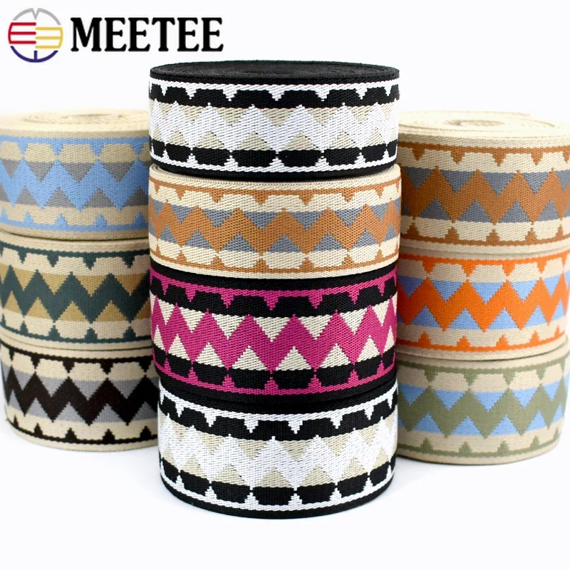 1-5Meters 38/50mm Jacquard Webbing For Bag Strap Backpack Shoes Ribbons Tape Hat Ethnic Band Bias Binding DIY Sewing Accessories