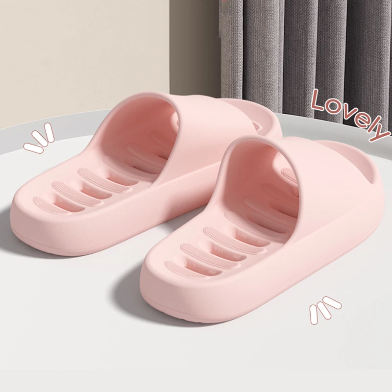 Indoor Water Leakage Bathroom Slippers Women Lightweight Eva Soft Sole Home Slippers Woman Solid Color Non Slip House Slides - view 3