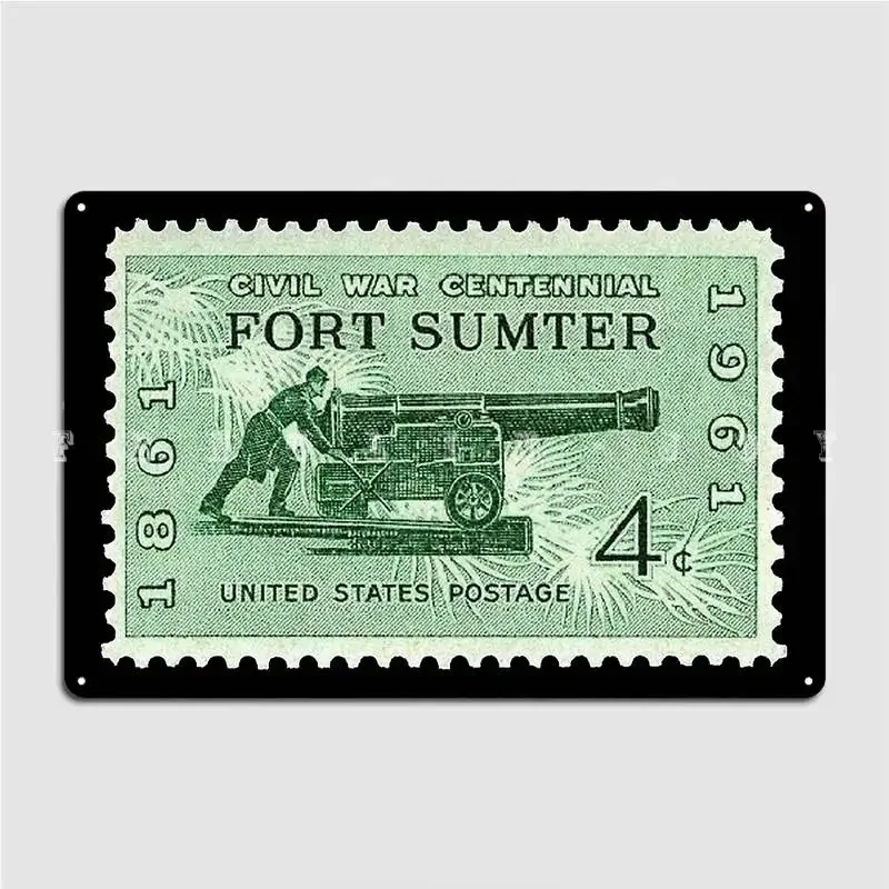 American Civil War Postage Stamp Fort Sumter 1864 1964 Grand Metal Plaque Poster Mural Painting Wall Cave Tin Sign Poster