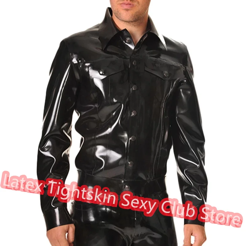 

Handmade Latex Men Long Sleeve Top Latex T-shirt Rubber Suit Cosplay Costume
