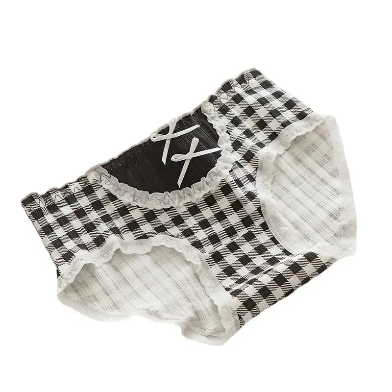 Culotte en Coton pour Femme et Fille, Sous-Vêtement Respirant, Zèbre, Noir, Blanc, Plaid, Bords Déformés, Nministériels d