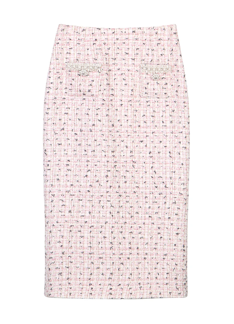 

New Fashionable Red Powder Mixed Color Age Reducing Small Fragrant Style Coarse Floral Hemp Bead Half Skirt