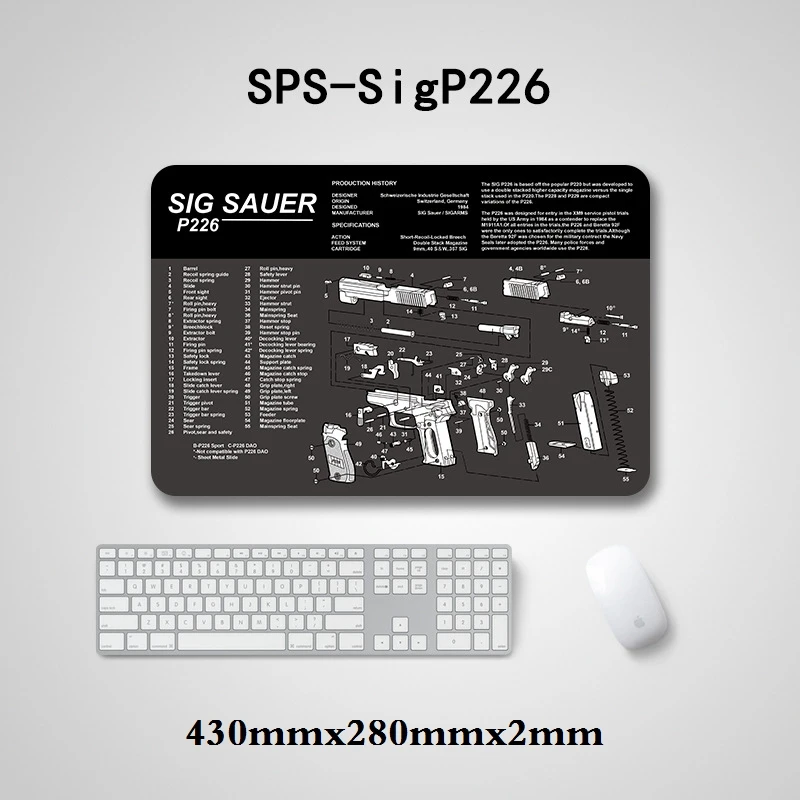 Gun Cleaning Mat with Parts Diagram and Instructions Armorers Bench Mat Mouse Pad Repair Build Tool for Glock M9 1911 AR15 AK47