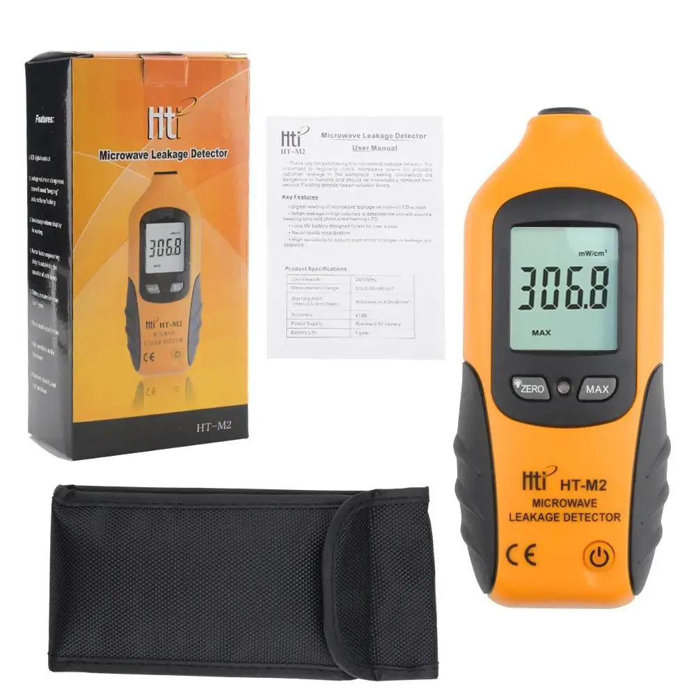 HTI HT-M2 rilevatore di perdite a microonde Display LCD digitale portatile retroilluminazione misuratore di radiazioni ad alta precisione