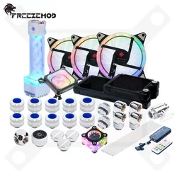 Freezemod Hard Tube Water Cooling Kit PC Liquid Cooler Set Copper Radiator CPU Cooler PETG Pipe AIO Reservoir ARGB Aluminum MOD