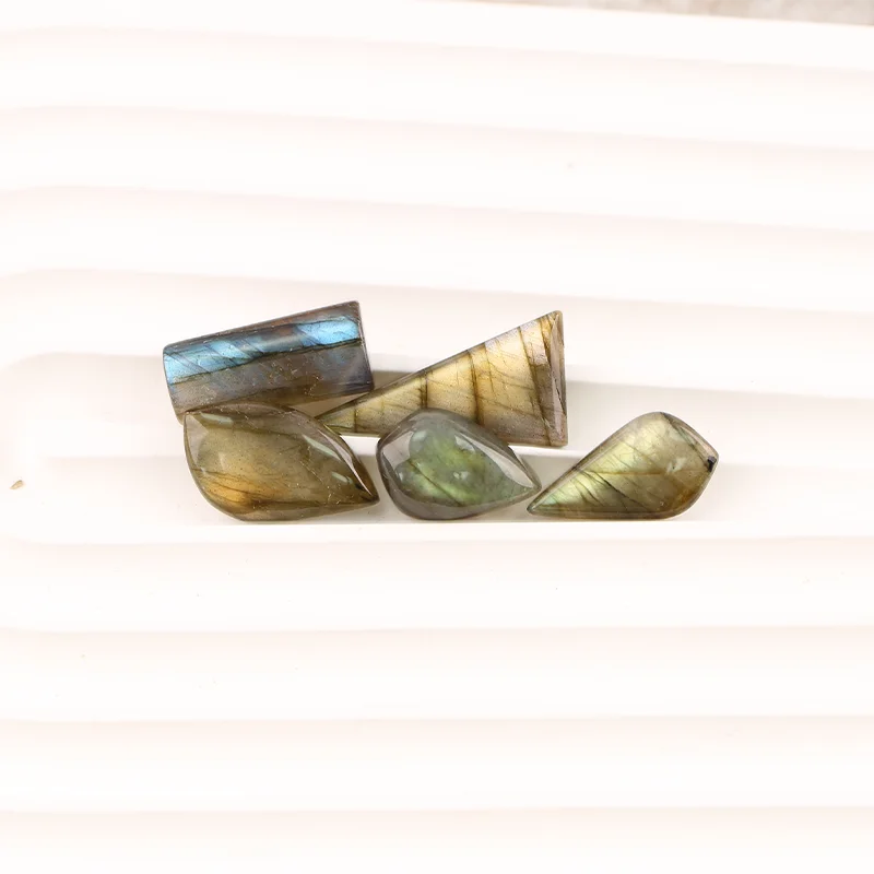 B&F Labradorite Earring Beads, Handmade Natural stones beads, Polished Stones for jewelry Making Supplies